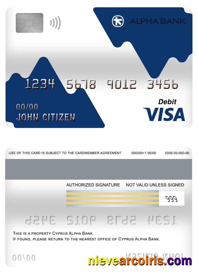 Cyprus Alpha bank visa debit card